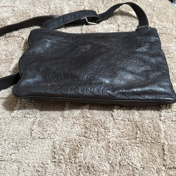 Authentic Gucci GG Dark Brown Guccissima Messenger Crossbody Bag Dust Bag & Tote - Picture 8 of 16